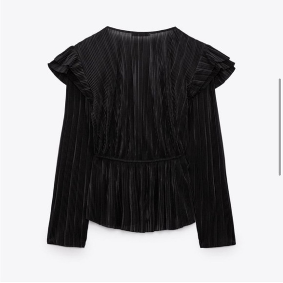 NWT ZARA Ruffled Pleated Blouse Sz M Goth Fairy Witchy - Picture 7 of 15